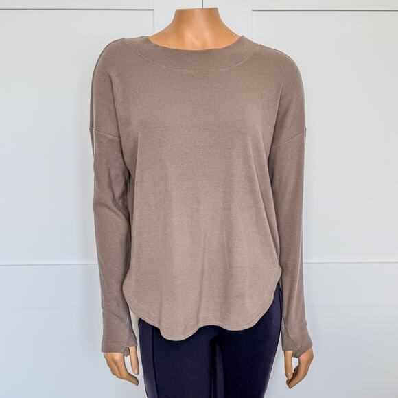 Athleta Tops - Athleta, Presence Sweatshirt w/ Accented Open Back, Pyrite, Women’s Small, Yoga